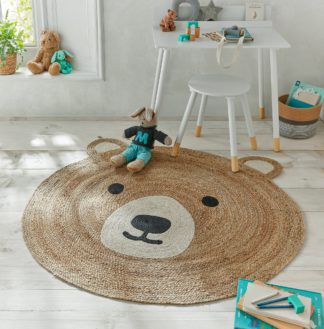 An Image of Jute Bear Round Rug Brown