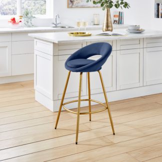 An Image of Lucie Velvet Bar Stool Navy