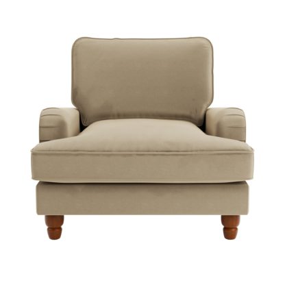 An Image of Beatrice Matte Velvet Armchair Brown