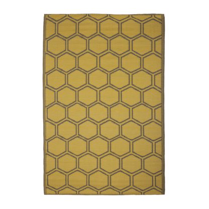 An Image of Fallen Fruits Honeycomb Outdoor Rug Yellow