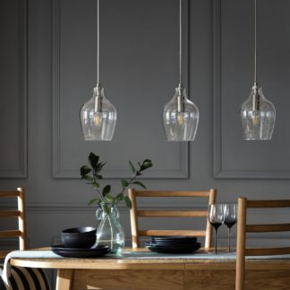 An Image of Habitat Abas Glass 3 Light Pendant Light - Satin Nickel