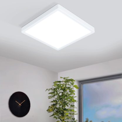 An Image of EGLO Fueva-Z Square Wall & Ceiling Light Black