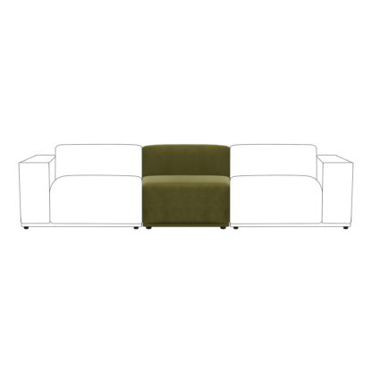 An Image of Modular Cruz Velvet Armless Seat Velvet Olive