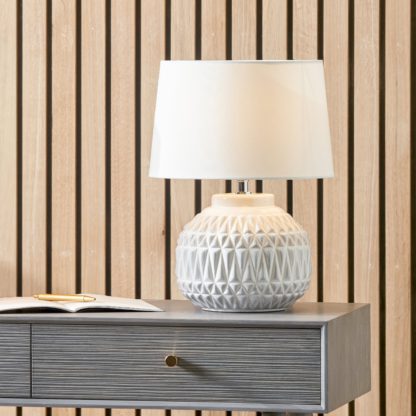 An Image of Anneli Aztec Texture Ceramic Table Lamp Bronze