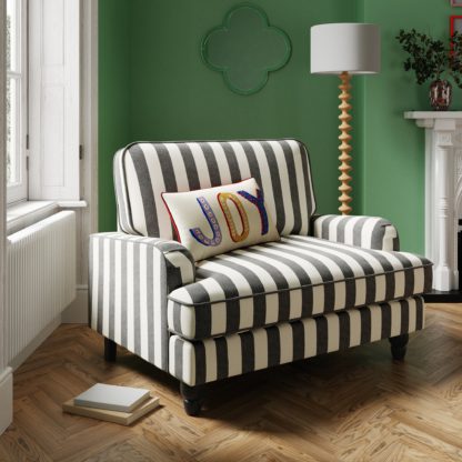 An Image of Beatrice Woven Stripe Snuggle Chair Woven Stripe Natural