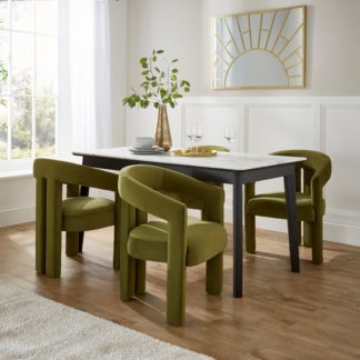 An Image of Lucilla Dining Chair, Velvet Olive