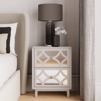 An Image of Delphi 2 Drawer Bedside Table, Mirrored Grey