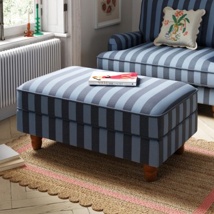 An Image of Beatrice Two Tone Woven Stripe Large Storage Footstool Woven Stripe Cranberry