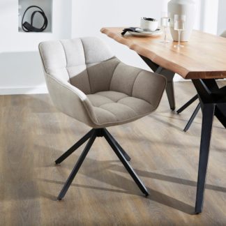 An Image of Henson Swivel Fabric Dining Chair Natural