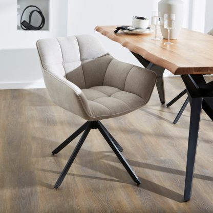 An Image of Henson Swivel Fabric Dining Chair Natural