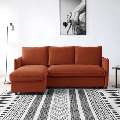 An Image of Lucie Corner Sofabed, Velvet Olive