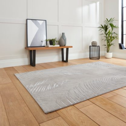 An Image of Creation Botanical Leaf Rug Grey