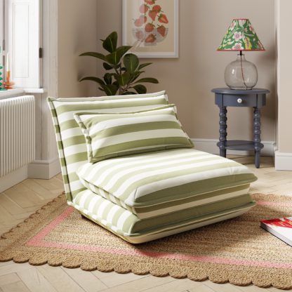 An Image of Jackson Woven Stripe Foldable Sofa Bed Woven Stripe Olive