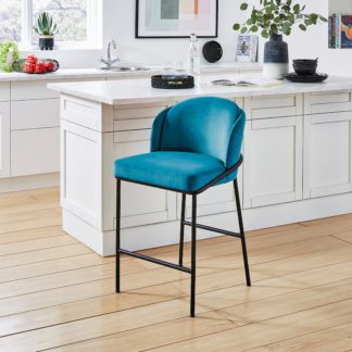 An Image of Bobbi Barstool, Velvet Velvet Peacock