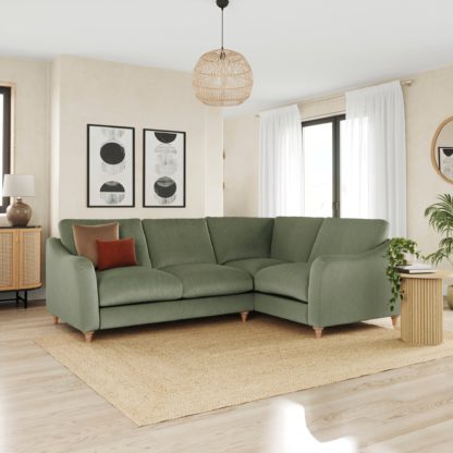 An Image of Hattie Matte Plush Velvet Corner Sofa Matte Plush Velvet Sage