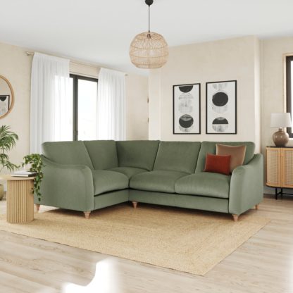 An Image of Hattie Matte Plush Velvet Corner Sofa Matte Plush Velvet Sage