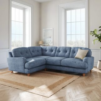 An Image of Martha Slub Faux Linen Full Corner Sofa Slub Faux Linen Denim