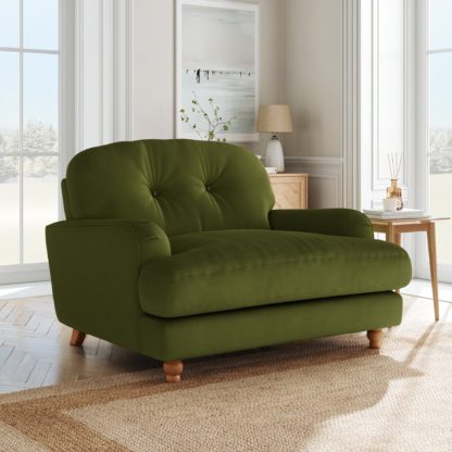 An Image of Martha Matte Plush Velvet Snuggle Sofa Matte Plush Velvet Olive