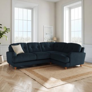 An Image of Martha Matte Plush Velvet Full Corner Sofa Matte Plush Velvet Navy