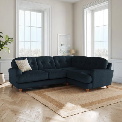 An Image of Martha Matte Plush Velvet Full Corner Sofa Matte Plush Velvet Navy