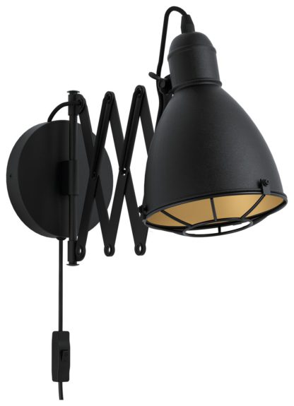 An Image of EGLO Treuburley Steel Wall Light - Black & Brass