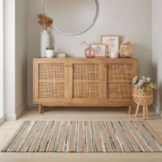 An Image of Jute Stripe Rag Rug MultiColoured