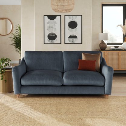 An Image of Hattie Matte Plush Velvet 3 Seater Sofa Matte Plush Velvet Clay