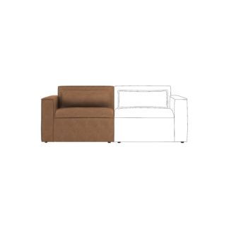 An Image of Modular Arne Faux Leather Left Hand Seat Distressed Faux Leather Tan