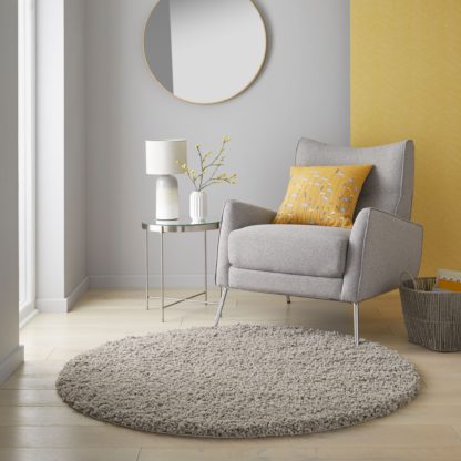 An Image of Cloud Washable Shaggy Round Rug Sandstone