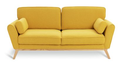 An Image of Habitat Scion Lohko Fabric 3 Seater Sofa - Yellow