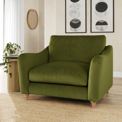 An Image of Hattie Matte Plush Velvet Snuggle Sofa Matte Plush Velvet Olive