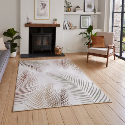 An Image of Creation Botanical Leaf Rug Grey