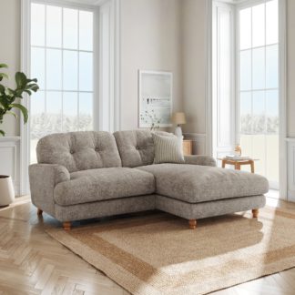 An Image of Martha Chunky Chenille Corner Chaise Sofa Chunky Chenille Mushroom