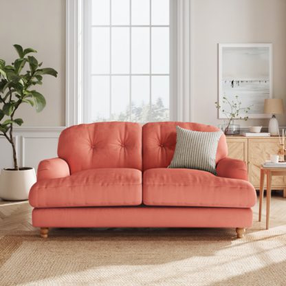 An Image of Martha Matte Plush Velvet 2 Seater Sofa Matte Plush Velvet Orange Umber