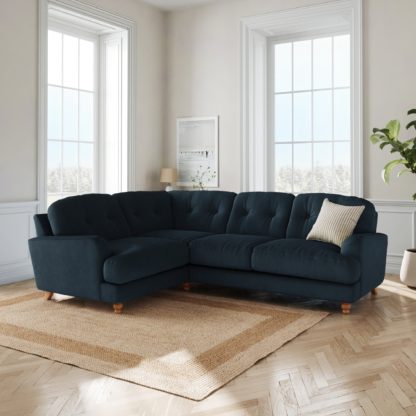 An Image of Martha Matte Plush Velvet Full Corner Sofa Matte Plush Velvet Navy