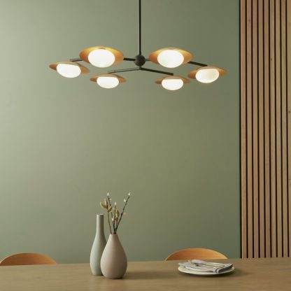 An Image of Shore Light Balser Metal 6 Light Flush Ceiling Light - Brass