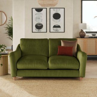 An Image of Hattie Matte Plush Velvet 2 Seater Sofa Matte Plush Velvet Olive