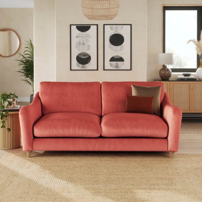 An Image of Hattie Matte Plush Velvet 3 Seater Sofa Matte Plush Velvet Clay