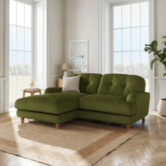 An Image of Martha Matte Plush Velvet Corner Chaise Sofa Matte Plush Velvet Olive