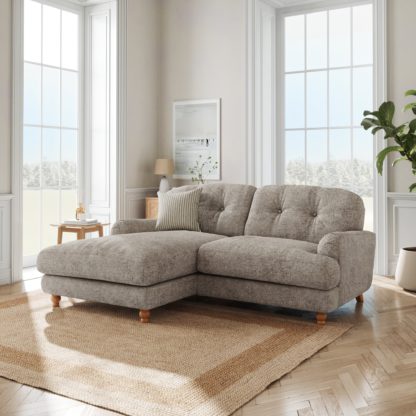 An Image of Martha Chunky Chenille Corner Chaise Sofa Chunky Chenille Mushroom