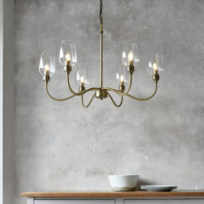 An Image of Shore Light Lauton Metal 6 Light Chandelier - Antique Brass