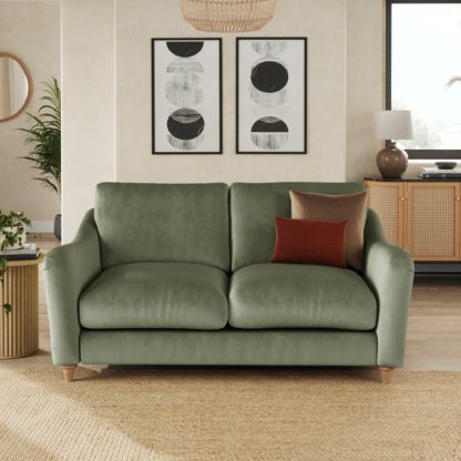 An Image of Hattie Matte Plush Velvet 2 Seater Sofa Matte Plush Velvet Olive