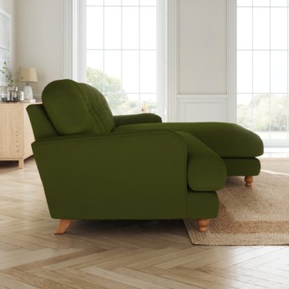 An Image of Martha Matte Plush Velvet Corner Chaise Sofa Matte Plush Velvet Olive