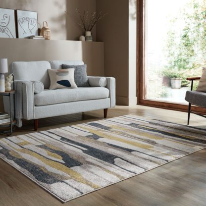 An Image of Broken Stripe Abstract Rug Natural