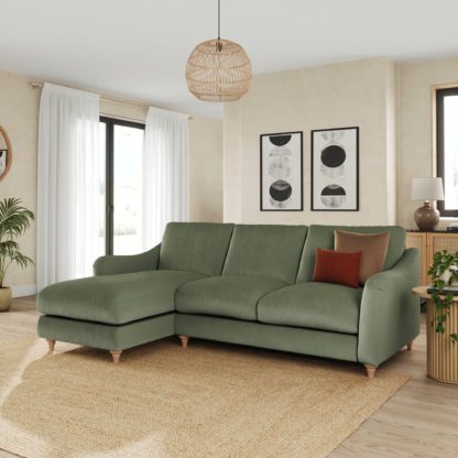 An Image of Hattie Matte Plush Velvet Corner Sofa Matte Plush Velvet Sage