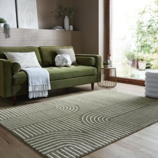 An Image of Geometric Abstract Swirl Rug Olive