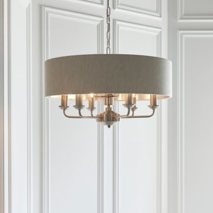 An Image of Shore Light Winchester Metal 6 Light Pendant Light - Natural