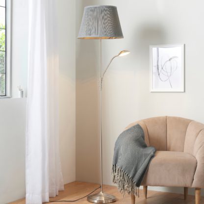 An Image of Faringdon Parent & Child Floor Lamp - Satin Steel