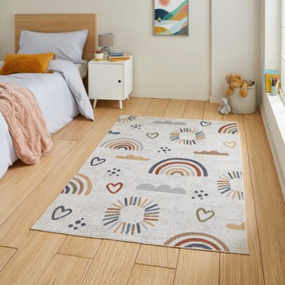 An Image of Vida Rainbow Sun Washable Rug MultiColoured