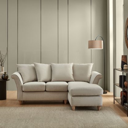 An Image of Dixie Corner Chaise Sofa, Soft Texture Fabric Natural